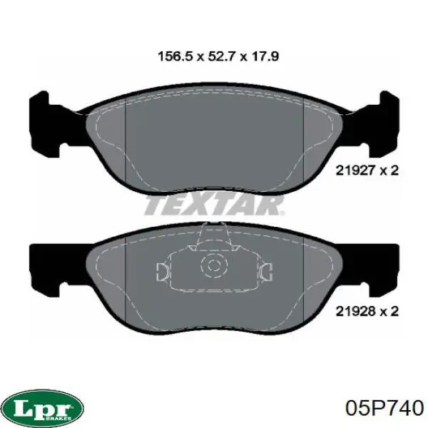 Передні тормозні колодки 05P740 LPR