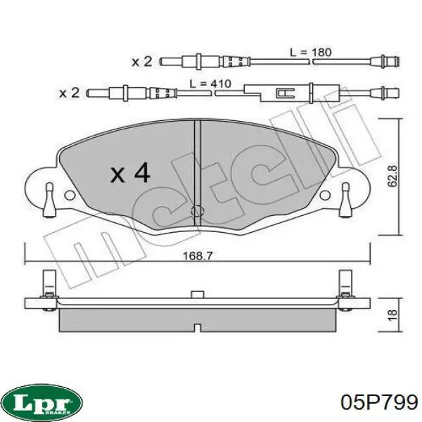 Купити 05P799 LPR Колодки гальмівні передні, дискові