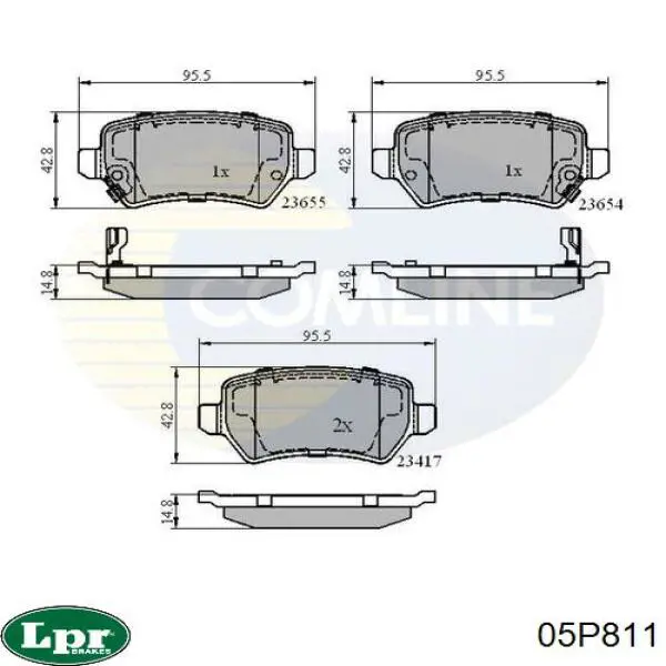 Колодки гальмові задні, дискові 05P811 LPR