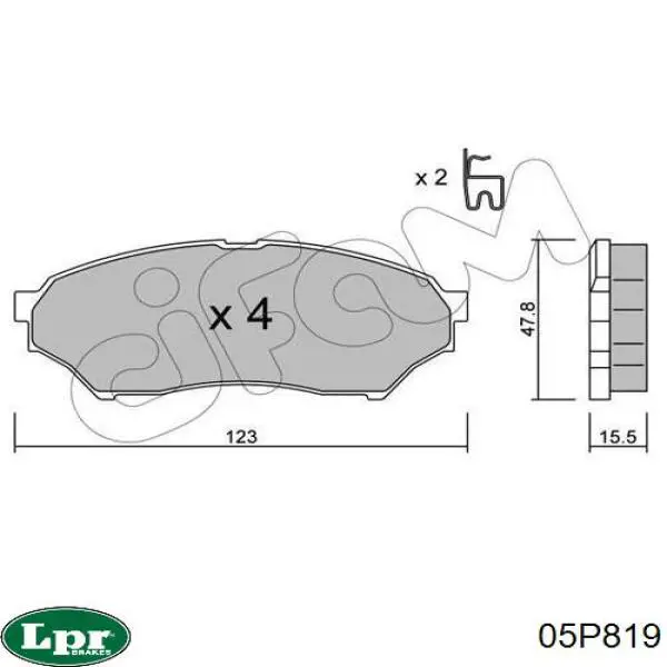 Колодки гальмівні передні, дискові 05P819 LPR