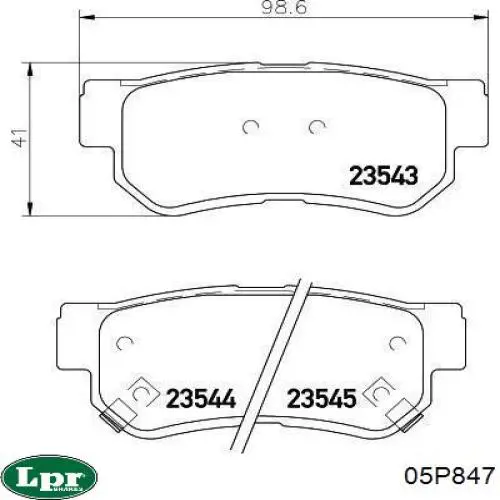Задні гальмівні колодки 05P847 LPR