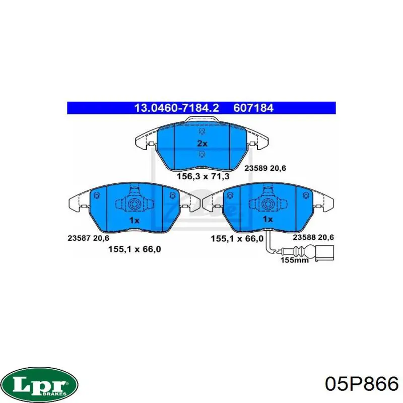 Передні тормозні колодки 05P866 LPR