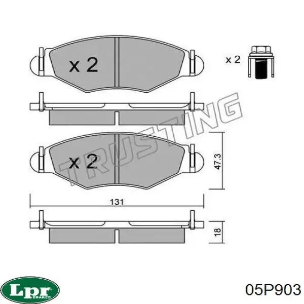 Колодки гальмівні передні, дискові 05P903 LPR