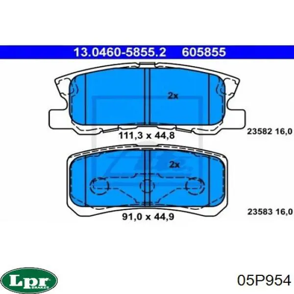 Задні дискові колодки LPR 05P954