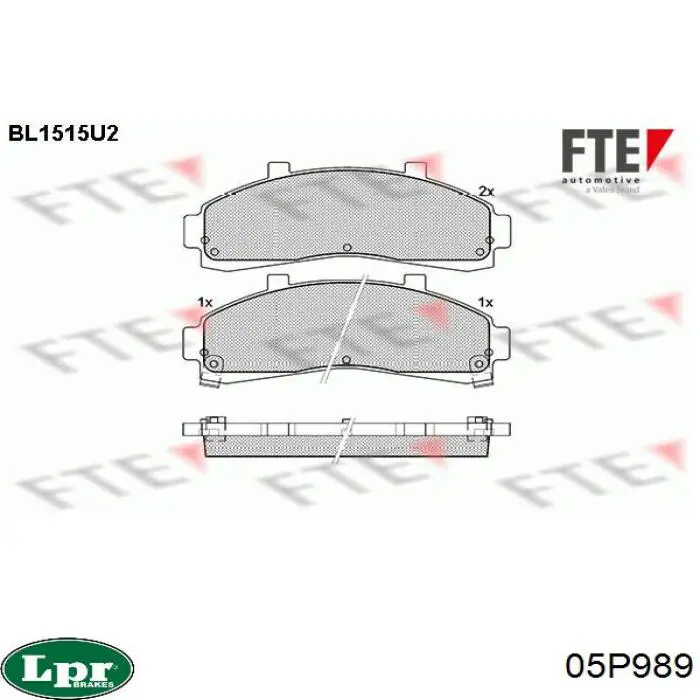 Колодки гальмівні передні, дискові 05P989 LPR