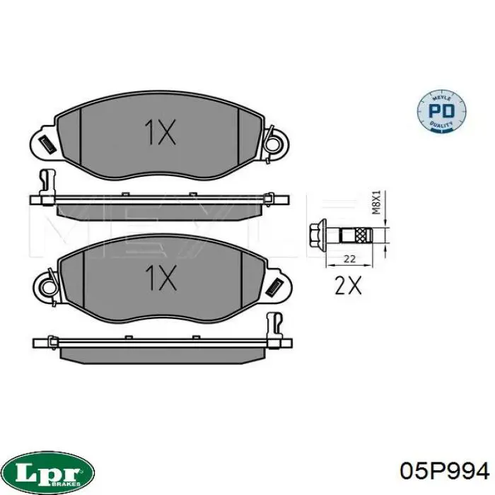 Передні тормозні колодки 05P994 LPR