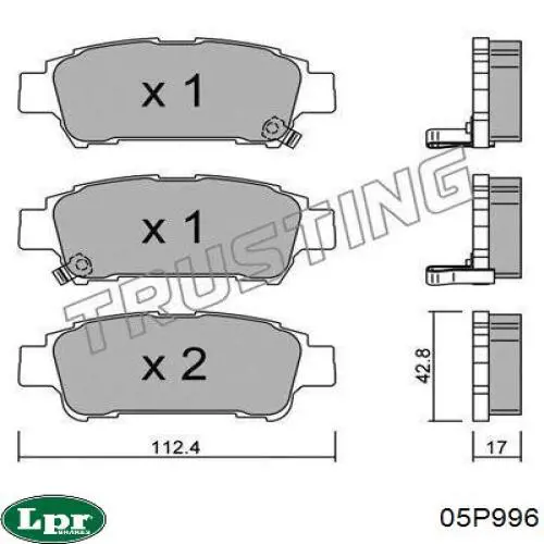 Задні гальмівні колодки 05P996 LPR