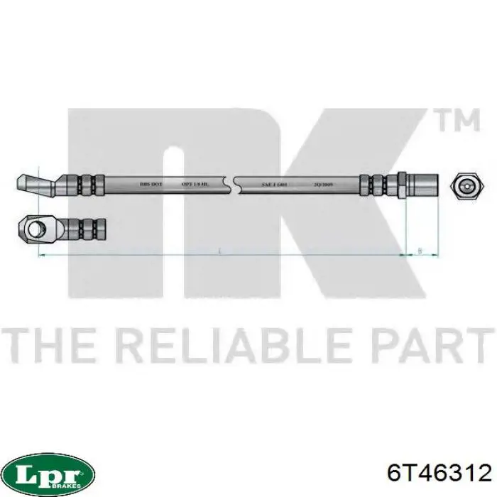 Шланг гальмівний передній LPR 6T46312 ціна, від 3.96 USD