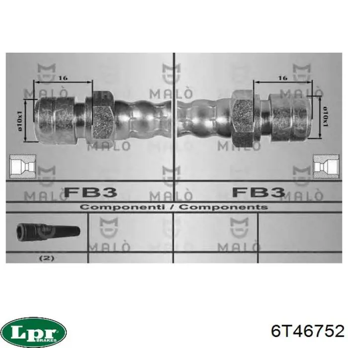 Шланг гальмівний передній LPR 6T46752 ціна, від 4.71 USD