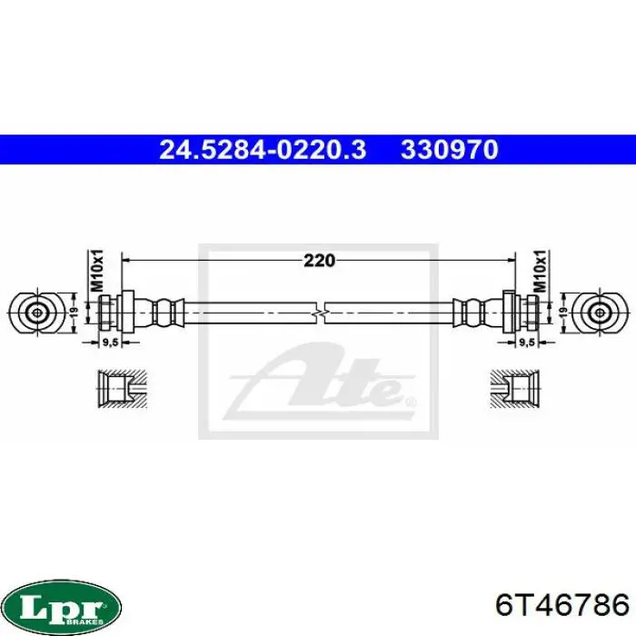 Шланг гальмівний задній 6T46786 LPR