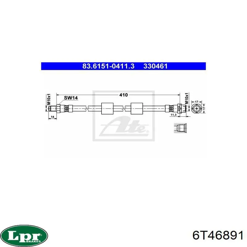 Шланг гальмівний передній LPR 6T46891 ціна, від 5.30 USD