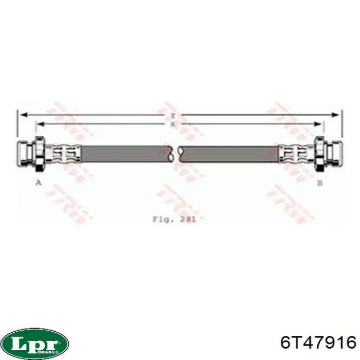 Шланг гальмівний задній LPR 6T47916 ціна, від 5.57 USD