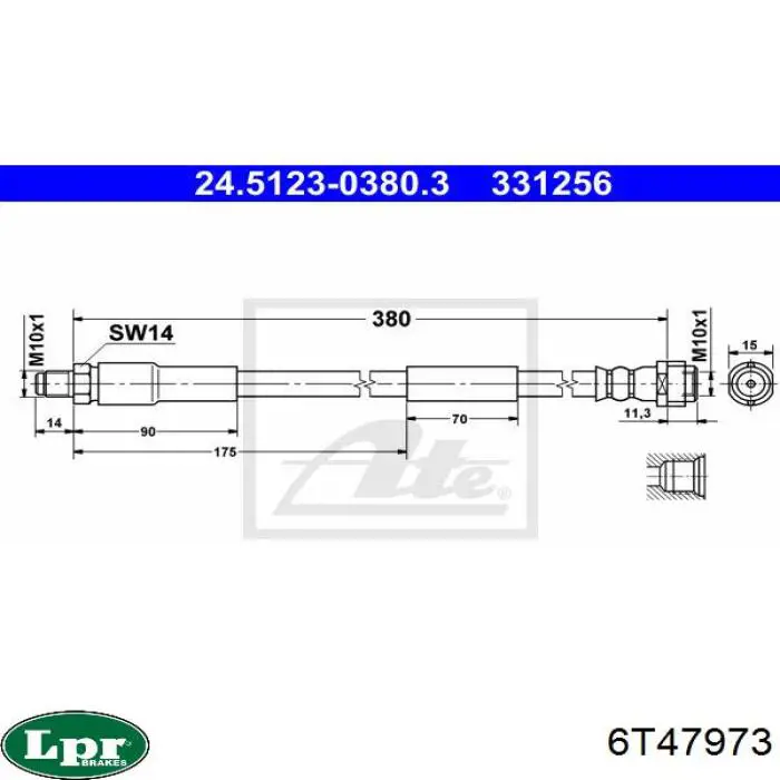 6T47973 LPR Гнучка гальмівна трубка передня