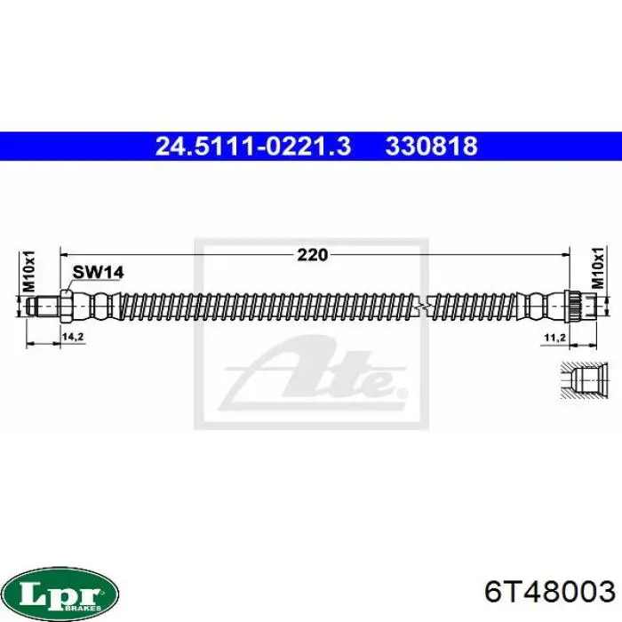 Шланг гальмівний задній LPR 6T48003 ціна, від 5.05 USD