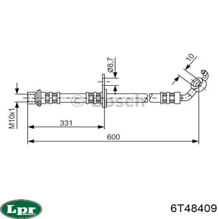 Купити 6T48409 LPR Шланг гальмівний задній, правий