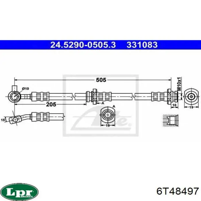 Купити 6T48497 LPR Шланг гальмівний передній, лівий
