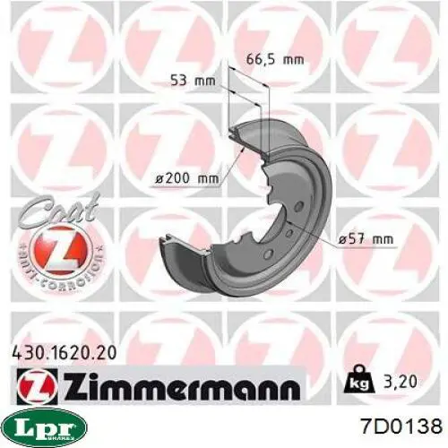 Барабан гальмівний задній LPR 7D0138 ціна, від 21.40 USD