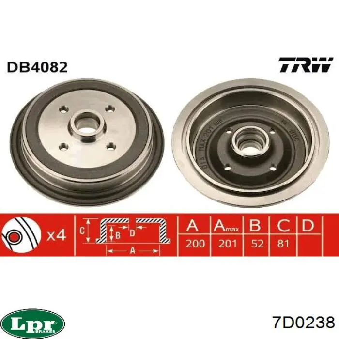 Барабан гальмівний задній 7D0238 LPR