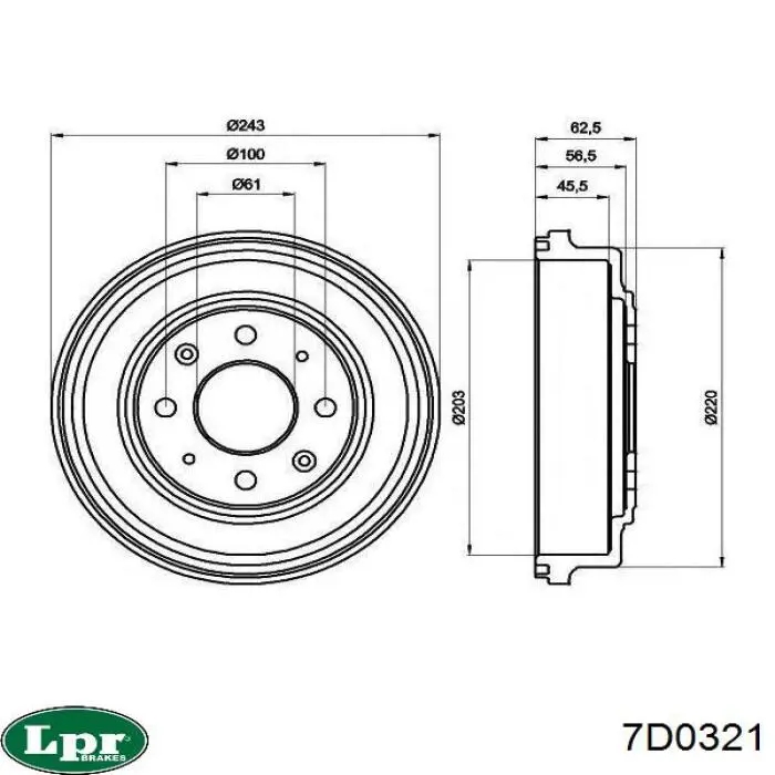 Купити 7D0321 LPR Барабан гальмівний задній