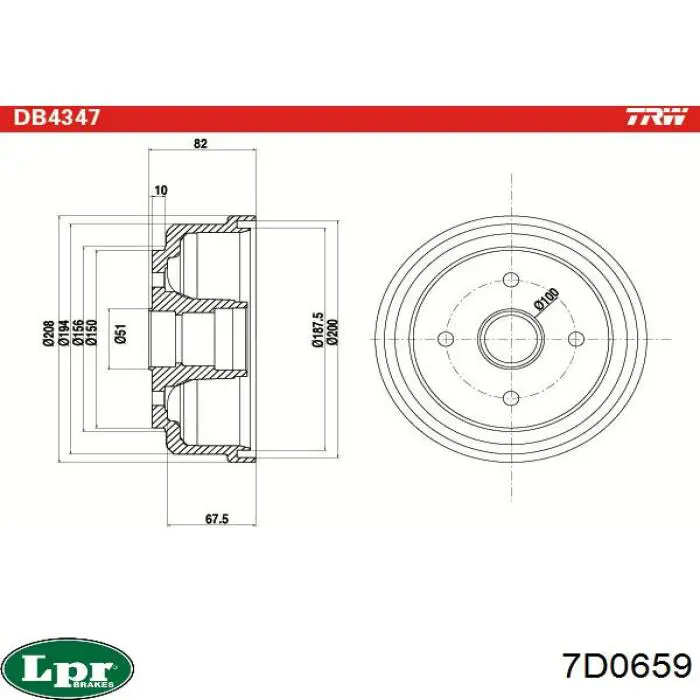 Барабан гальмівний задній 7D0659 LPR