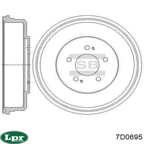 Барабан гальмівний задній LPR 7D0695 ціна, від 49.58 USD