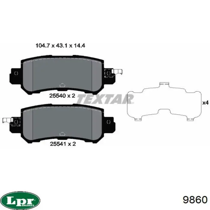 Колодки ручника / стоянкового гальма LPR 9860 ціна, від 26.05 USD