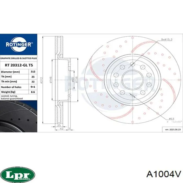 Гальмівні диски передні A1004V LPR