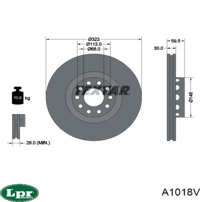 A1018V LPR диск гальмівний передній
