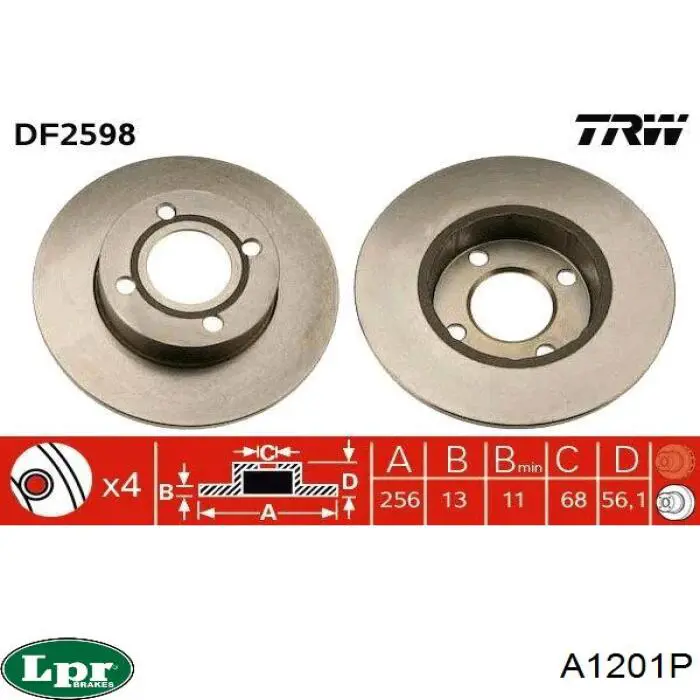 Диск переднього гальма LPR A1201P ціна, від 27.78 USD