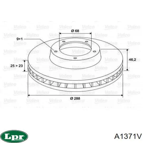 Диск гальмівний передній LPR A1371V
