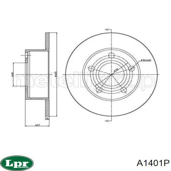 Купити A1401P LPR Диск заднього гальма