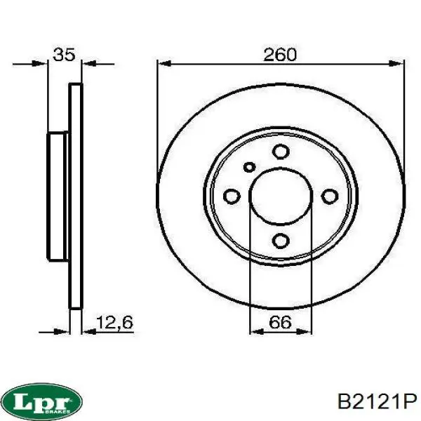 Диск гальмівний передній B2121P LPR