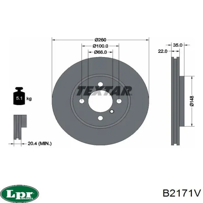 B2171V LPR диск гальмівний передній