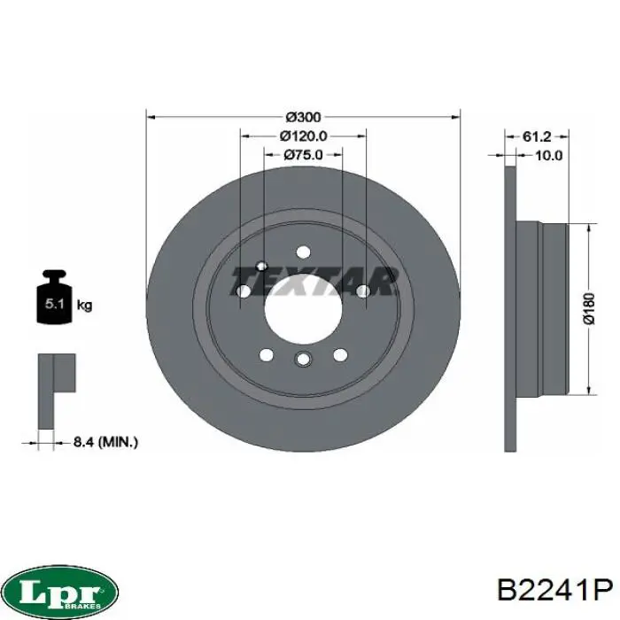 Купити B2241P LPR Диск заднього гальма