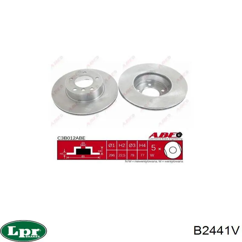 Диск переднього гальма LPR B2441V ціна, від 38.63 USD