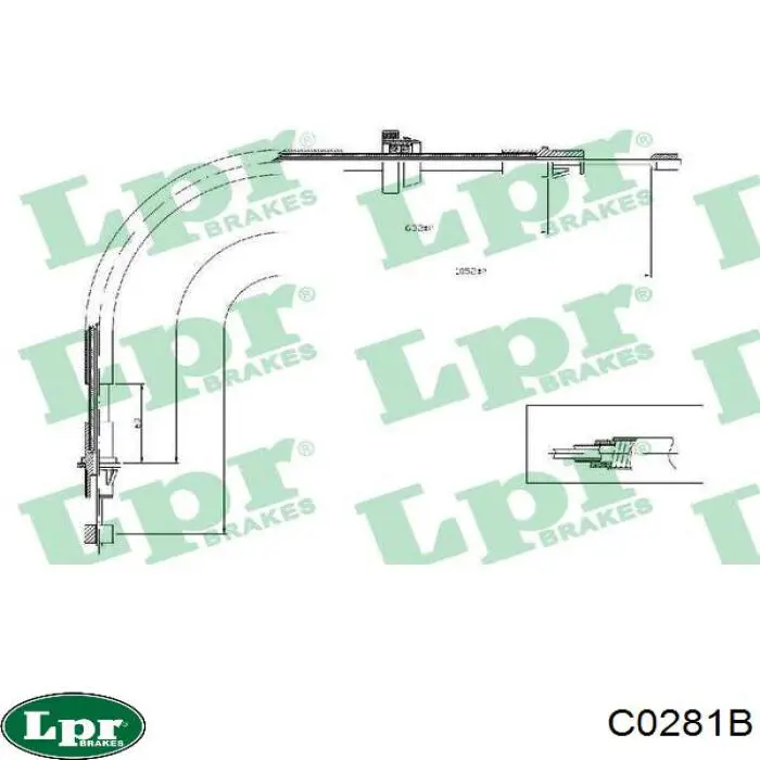 Трос ручного гальма передній C0281B LPR