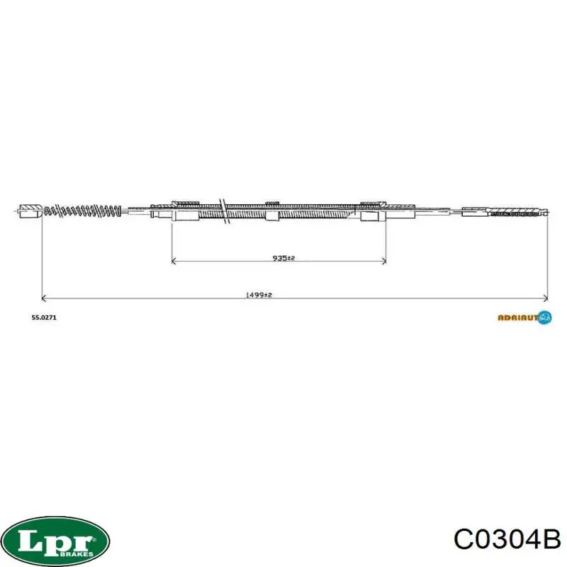 Трос ручного гальма задній, правий/лівий C0304B LPR