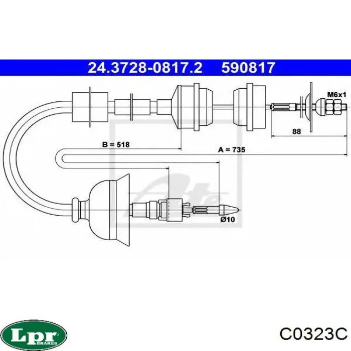Трос зчеплення C0323C LPR
