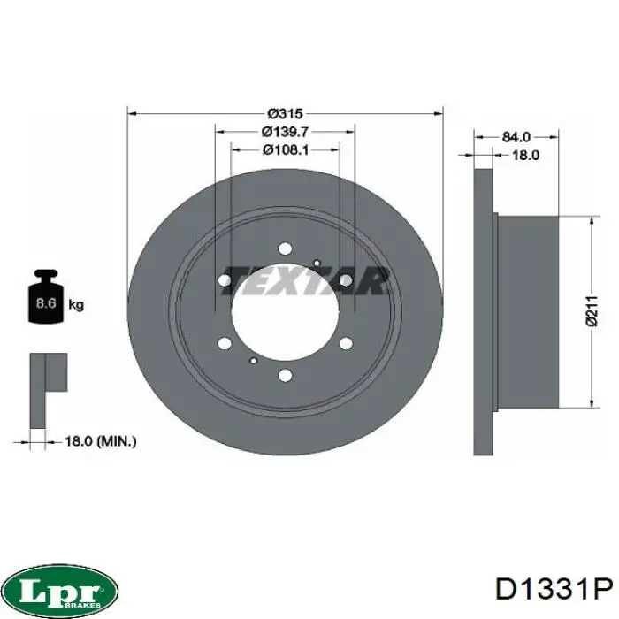 Задні дискові гальма LPR D1331P ціна, від 43.66 USD
