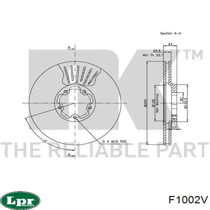 Гальмівні диски передні F1002V LPR