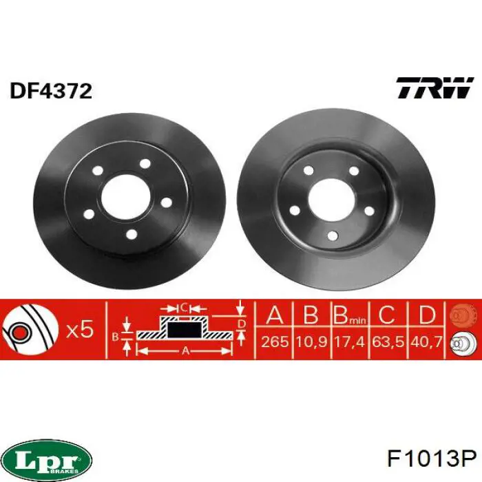 Купити F1013P LPR Диск заднього гальма