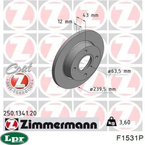 Диск переднього гальма LPR F1531P ціна, від 21.70 USD