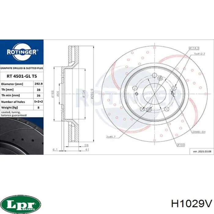 Гальмівні диски передні H1029V LPR