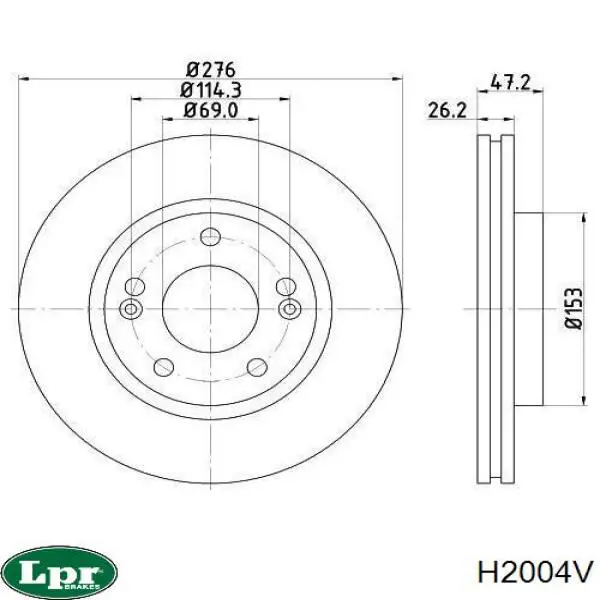 Диск гальмівний передній LPR H2004V