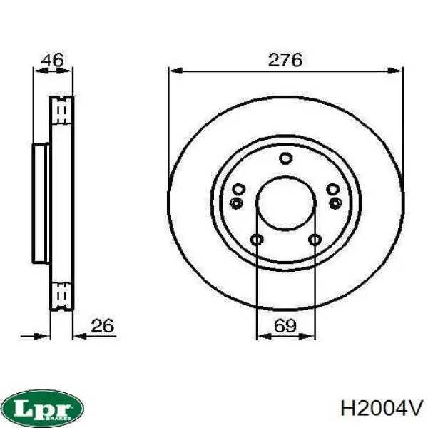 Диск переднього гальма LPR H2004V ціна, від 40.40 USD