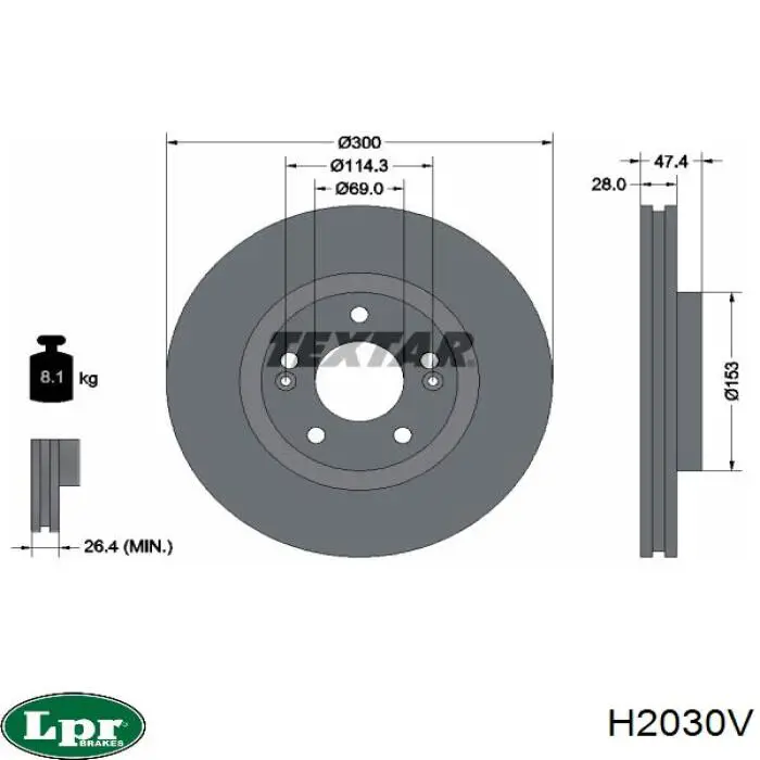 Гальмівні диски передні H2030V LPR