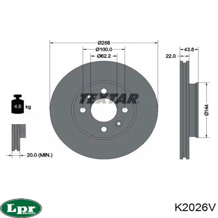 Диск гальмівний передній K2026V LPR