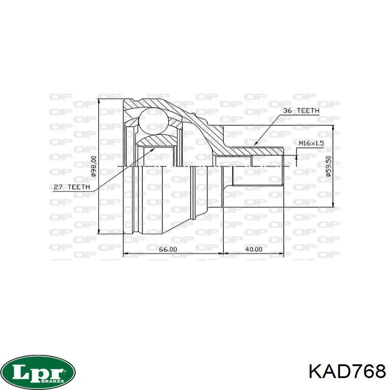 ШРУС зовнішній передній KAD768 LPR