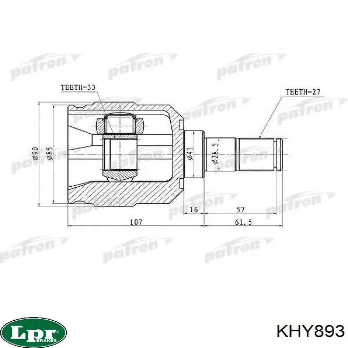 ШРУС зовнішній передній KHY893 LPR