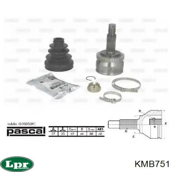 ШРУС зовнішній передній KMB751 LPR